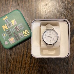 Silver and Leather Band Fossil Watch